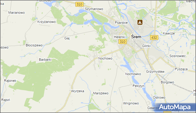 mapa Nochowo, Nochowo na mapie Targeo