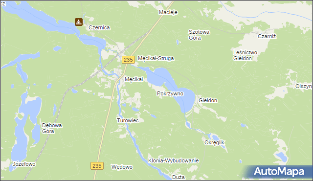 mapa Pokrzywno gmina Brusy, Pokrzywno gmina Brusy na mapie Targeo