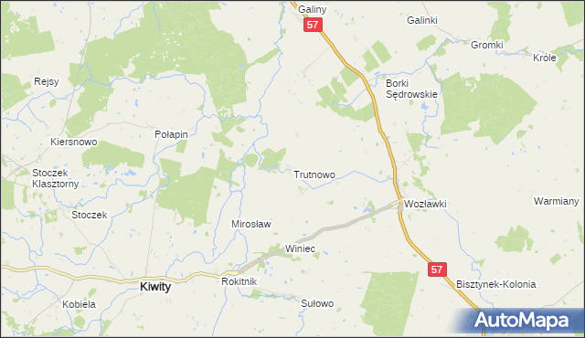 mapa Trutnowo gmina Bartoszyce, Trutnowo gmina Bartoszyce na mapie Targeo