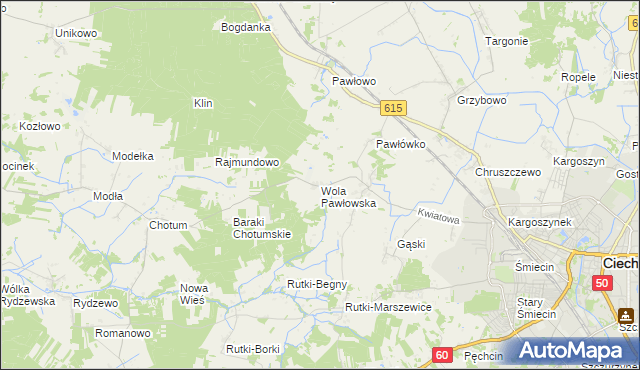 mapa Wola Pawłowska gmina Ciechanów, Wola Pawłowska gmina Ciechanów na mapie Targeo