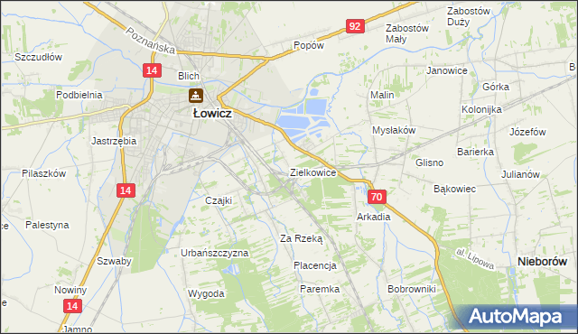 mapa Zielkowice, Zielkowice na mapie Targeo