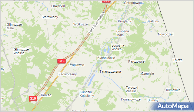 mapa Białobłockie, Białobłockie na mapie Targeo
