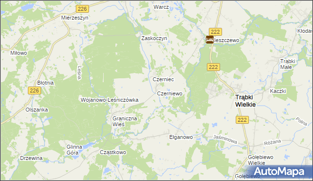 mapa Czerniewo gmina Trąbki Wielkie, Czerniewo gmina Trąbki Wielkie na mapie Targeo