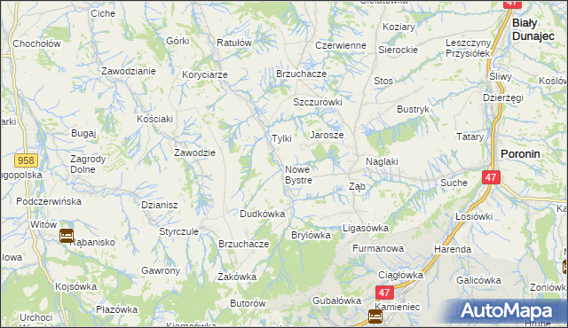 mapa Nowe Bystre, Nowe Bystre na mapie Targeo