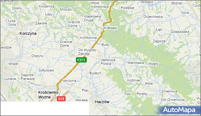 mapa Jabłonica Polska, Jabłonica Polska na mapie Targeo