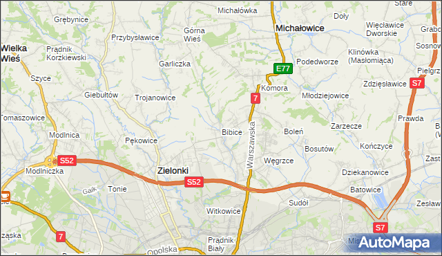 mapa Bibice, Bibice na mapie Targeo