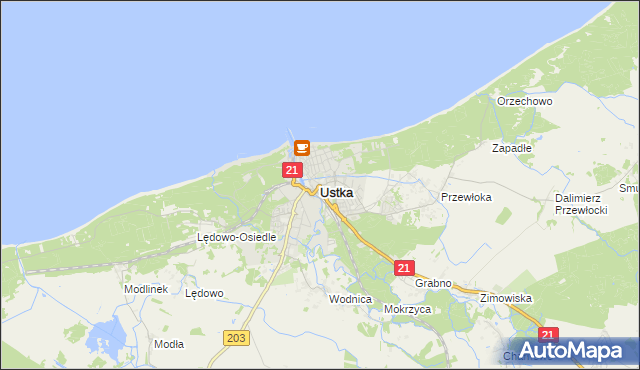 mapa Ustka, Ustka na mapie Targeo