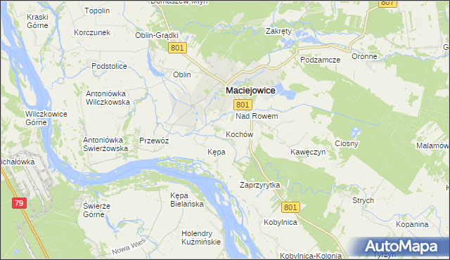 mapa Kochów gmina Maciejowice, Kochów gmina Maciejowice na mapie Targeo