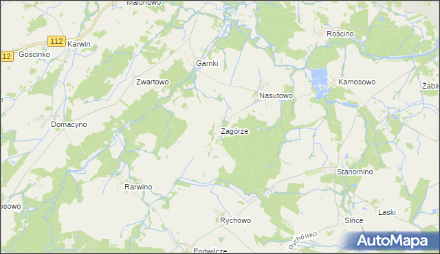 mapa Zagórze gmina Białogard, Zagórze gmina Białogard na mapie Targeo