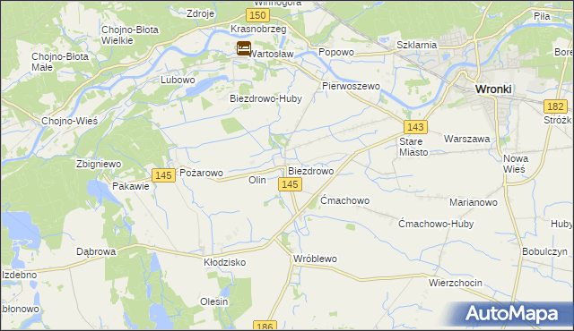 mapa Biezdrowo, Biezdrowo na mapie Targeo