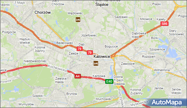 mapa Katowic, Katowice na mapie Targeo