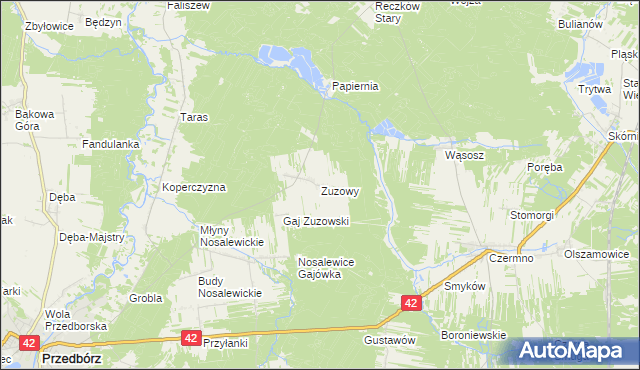 mapa Zuzowy, Zuzowy na mapie Targeo