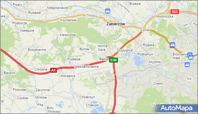 mapa Balice gmina Zabierzów, Balice gmina Zabierzów na mapie Targeo