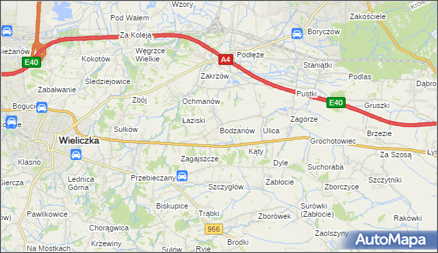 mapa Bodzanów gmina Biskupice, Bodzanów gmina Biskupice na mapie Targeo