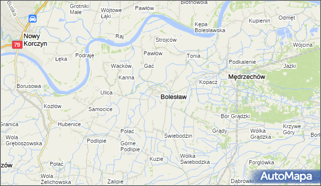 mapa Bolesław powiat dąbrowski, Bolesław powiat dąbrowski na mapie Targeo