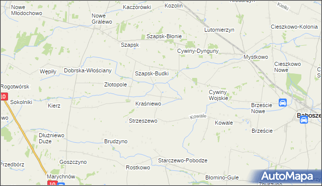 mapa Bożewo gmina Baboszewo, Bożewo gmina Baboszewo na mapie Targeo