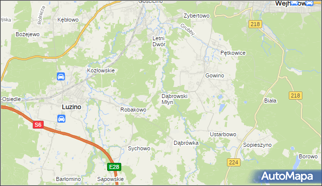 mapa Dąbrowski Młyn, Dąbrowski Młyn na mapie Targeo