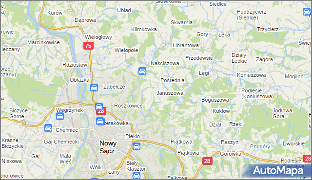 mapa Januszowa, Januszowa na mapie Targeo