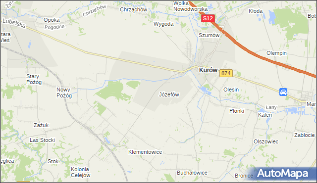 mapa Józefów gmina Kurów, Józefów gmina Kurów na mapie Targeo