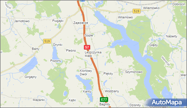 mapa Linki gmina Małdyty, Linki gmina Małdyty na mapie Targeo