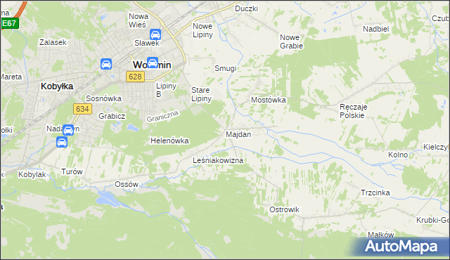 mapa Majdan gmina Wołomin, Majdan gmina Wołomin na mapie Targeo