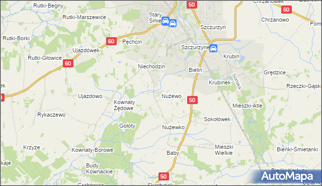 mapa Nużewo, Nużewo na mapie Targeo