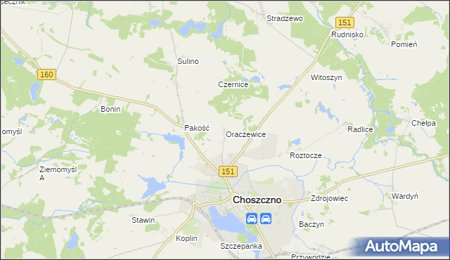 mapa Oraczewice, Oraczewice na mapie Targeo