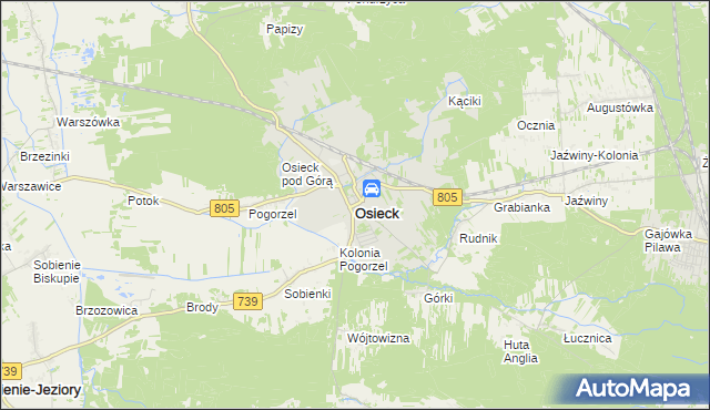 mapa Osieck, Osieck na mapie Targeo