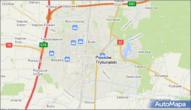 mapa Piotrków Trybunalski, Piotrków Trybunalski na mapie Targeo