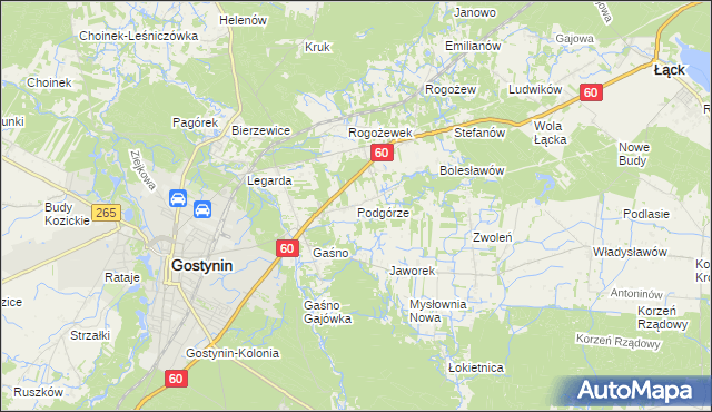 mapa Podgórze gmina Gostynin, Podgórze gmina Gostynin na mapie Targeo