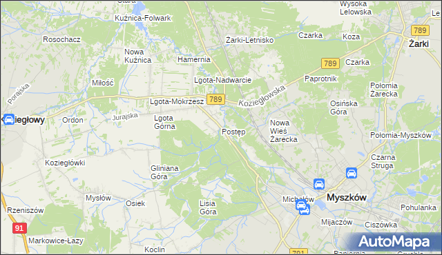 mapa Postęp, Postęp na mapie Targeo