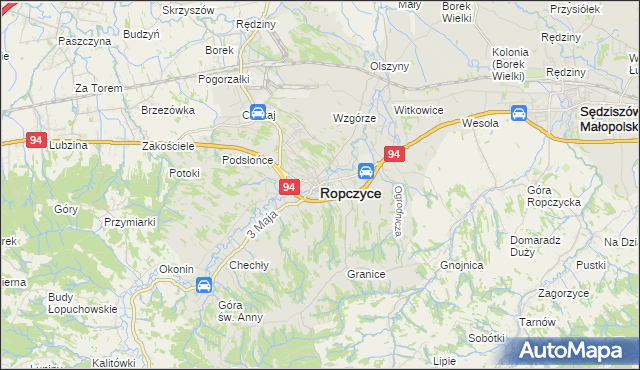 mapa Ropczyce, Ropczyce na mapie Targeo
