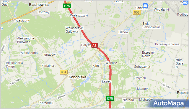 mapa Wygoda gmina Konopiska, Wygoda gmina Konopiska na mapie Targeo