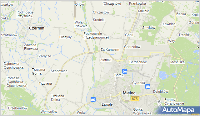 mapa Złotniki gmina Mielec, Złotniki gmina Mielec na mapie Targeo