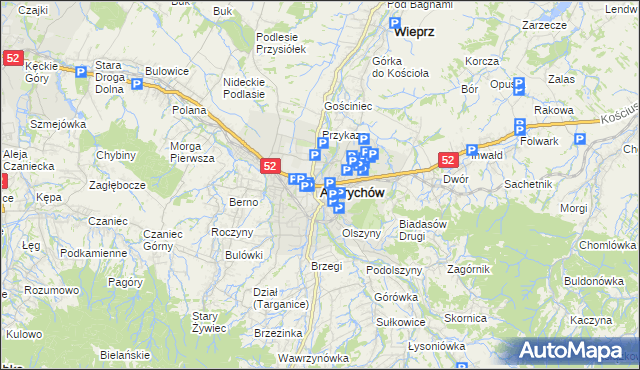 mapa Andrychów, Andrychów na mapie Targeo