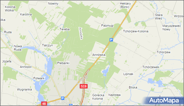 mapa Annówka gmina Kock, Annówka gmina Kock na mapie Targeo