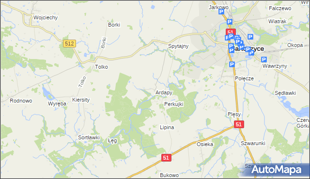 mapa Ardapy, Ardapy na mapie Targeo
