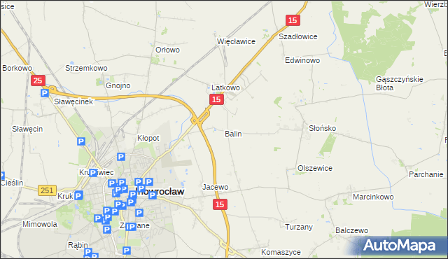 mapa Balin gmina Inowrocław, Balin gmina Inowrocław na mapie Targeo