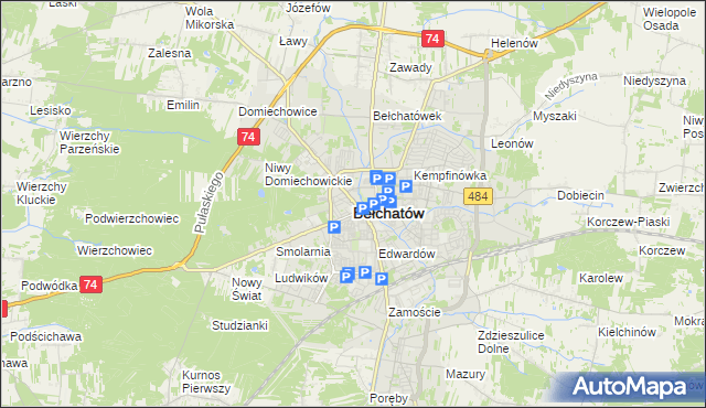 mapa Bełchatów, Bełchatów na mapie Targeo