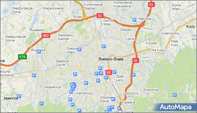 mapa Bielsko-Białej, Bielsko-Biała na mapie Targeo