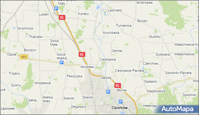 mapa Cedrowice, Cedrowice na mapie Targeo