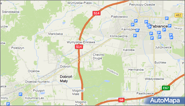 mapa Chechło Drugie, Chechło Drugie na mapie Targeo