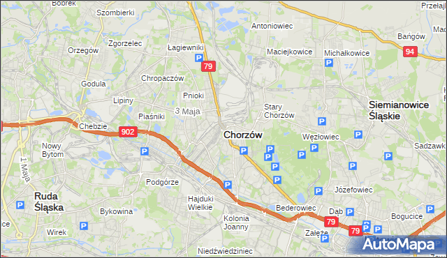 mapa Chorzów, Chorzów na mapie Targeo