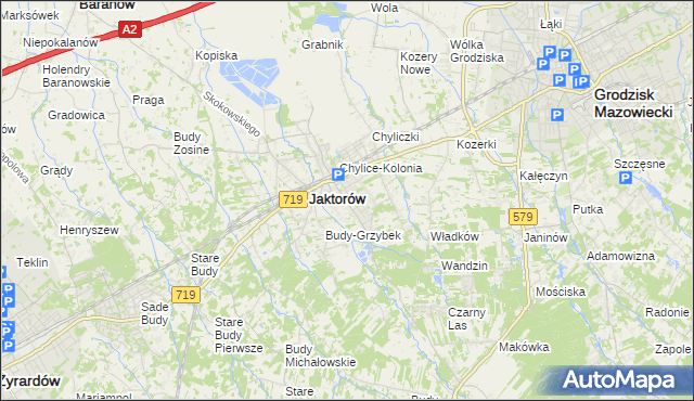 mapa Chylice gmina Jaktorów, Chylice gmina Jaktorów na mapie Targeo