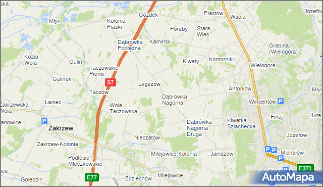 mapa Dąbrówka Nagórna, Dąbrówka Nagórna na mapie Targeo