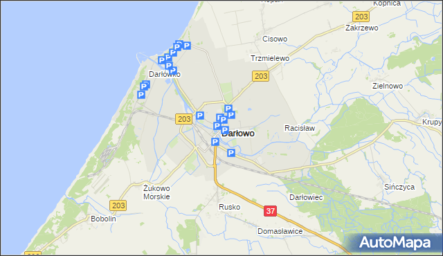 mapa Darłowo, Darłowo na mapie Targeo