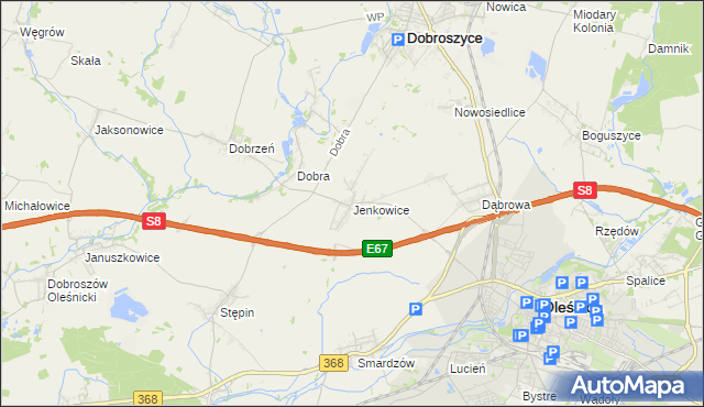 mapa Jenkowice gmina Oleśnica, Jenkowice gmina Oleśnica na mapie Targeo