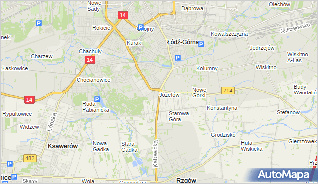 mapa Józefów gmina Łódź, Józefów gmina Łódź na mapie Targeo