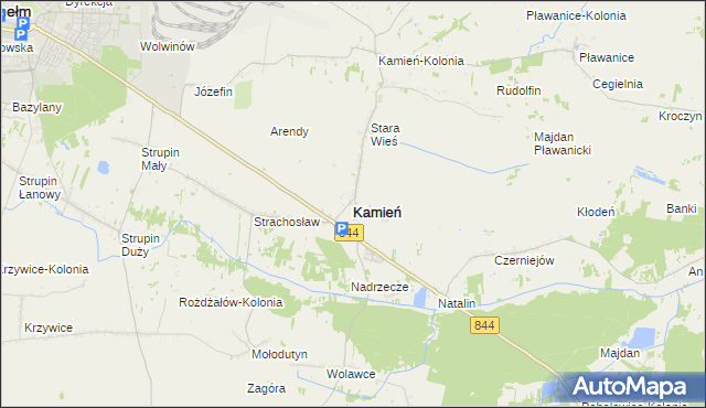 mapa Kamień powiat chełmski, Kamień powiat chełmski na mapie Targeo