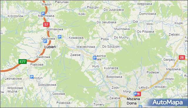 mapa Kasinka Mała, Kasinka Mała na mapie Targeo